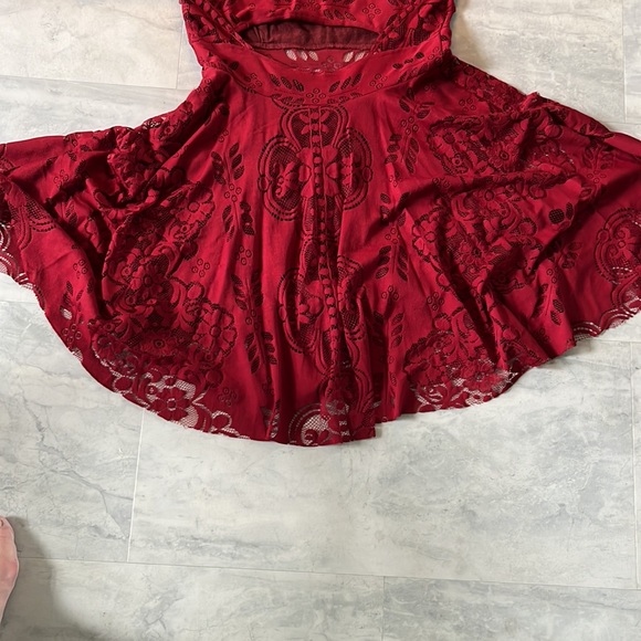 Free People   Lace Dress   Upscale Boho  Rusty Red  NWOT peek a boo back  Size S - Picture 10 of 16